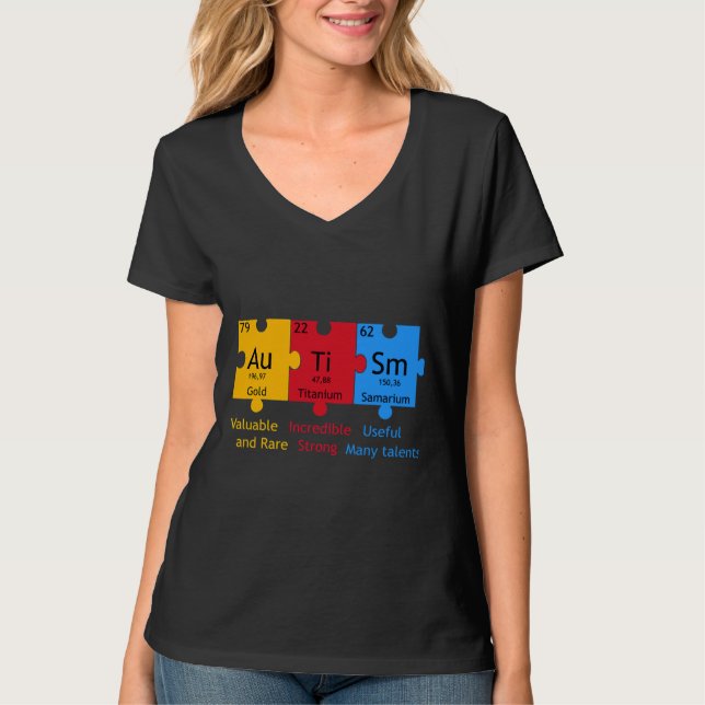 Autism Awareness Puzzle Chemical Inslag T Shirt (Framsida)