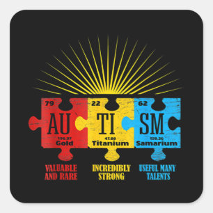 Autism Awareness Puzzle Chemical Inslag T-Shirt14 Fyrkantigt Klistermärke