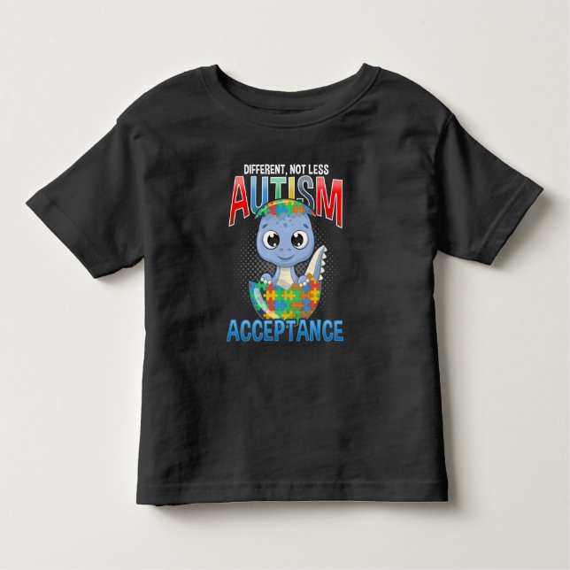 Autism Awareness Puzzle Cute Dino Autistic Kid T Shirt (Framsida)