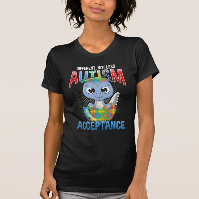 Autism Awareness Puzzle Cute Dino Autistic Kid T Shirt (Framsida)