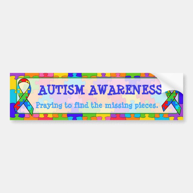 Autism Awareness Puzzle Delar Bumper Sticker Bildekal (Framsidan)