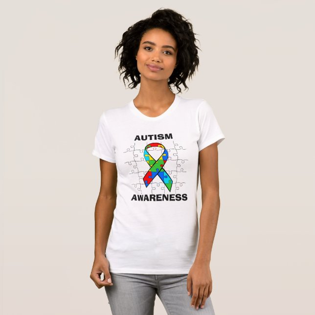 Autism Awareness Puzzle Delar Ribbon Shirt T-shirt (Hel framsida)