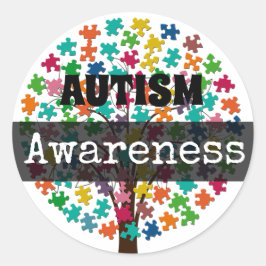 AUTISM Awareness Puzzle delar Träd Stickers Runt Klistermärke