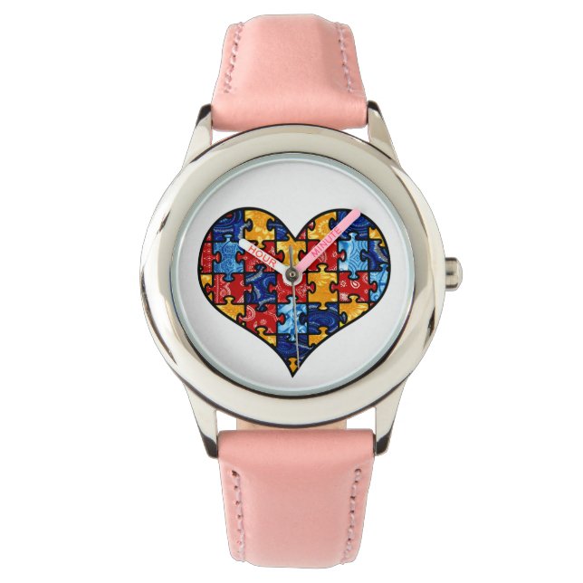 Autism Awareness Puzzle Heart Armbandsur (Framsida)