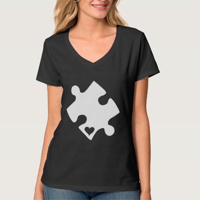 Autism Awareness Puzzle Heart Biet T Shirt (Framsida)