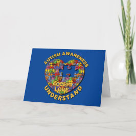 Autism Awareness Puzzle Heart Card Kort