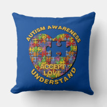 Autism Awareness Puzzle Heart Dekorativ kudde