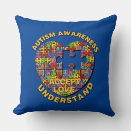 Autism Awareness Puzzle Heart Dekorativ kudde