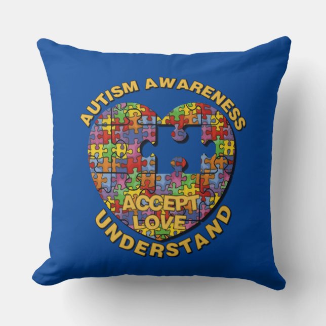 Autism Awareness Puzzle Heart Dekorativ kudde (Framsida)