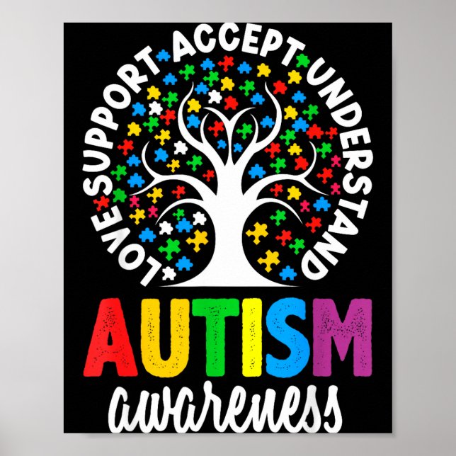 Autism Awareness Puzzle Heart Suprt Men Women  Poster (Framsidan)