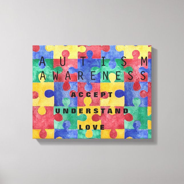 Autism Awareness puzzle inlindad canvas (Framsida)