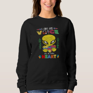 Autism Awareness Puzzle Jag är hans röst han är mi T Shirt