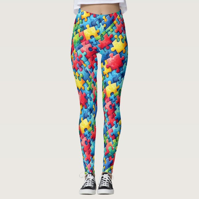 Autism Awareness Puzzle Leggings (Framsida)