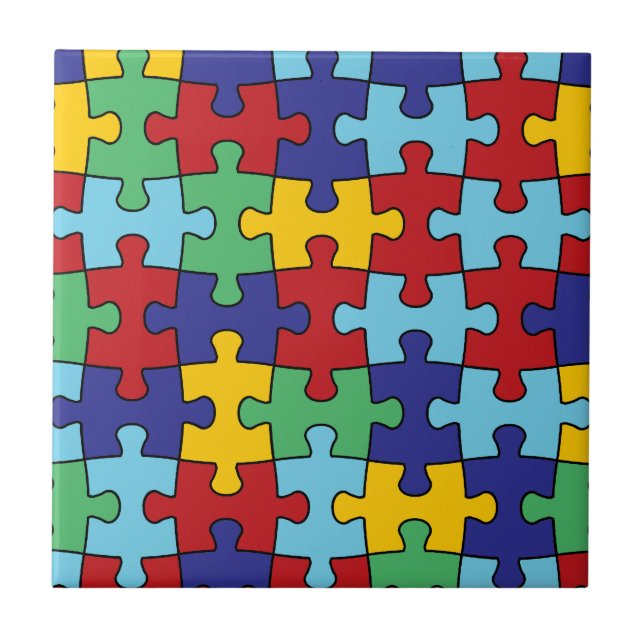 Autism Awareness Puzzle Mönster Kakelplatta (Framsidan)