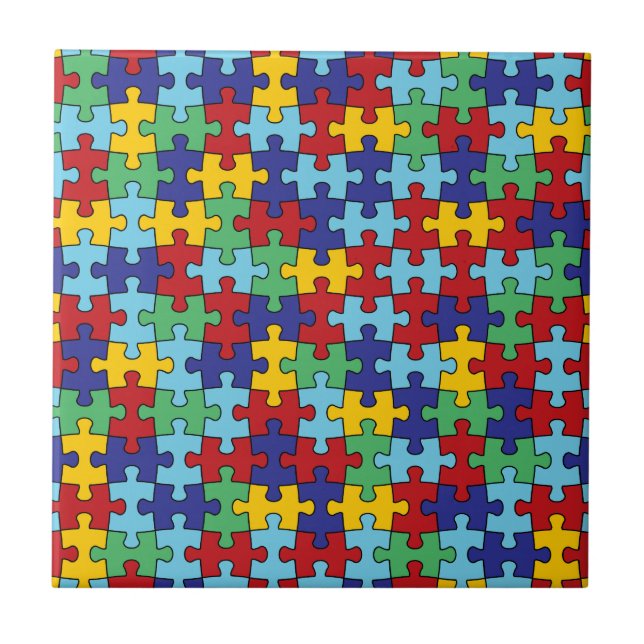 Autism Awareness Puzzle Mönster Kakelplatta (Framsidan)