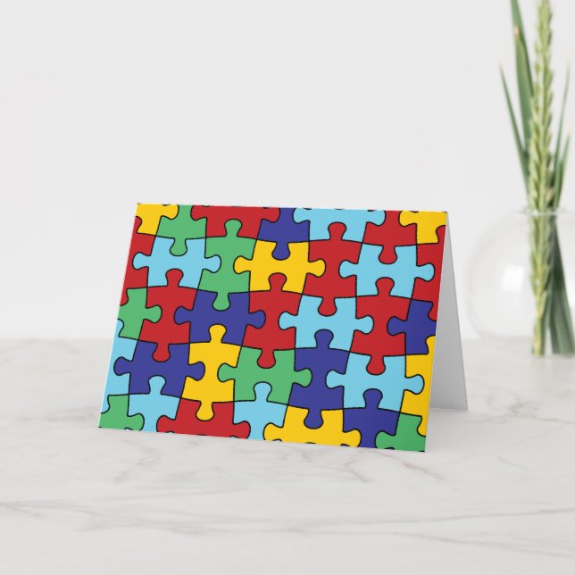 Autism Awareness Puzzle Mönster Kort (Framsida)