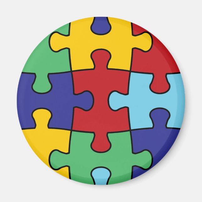 Autism Awareness Puzzle Mönster Magnet (Framsidan)