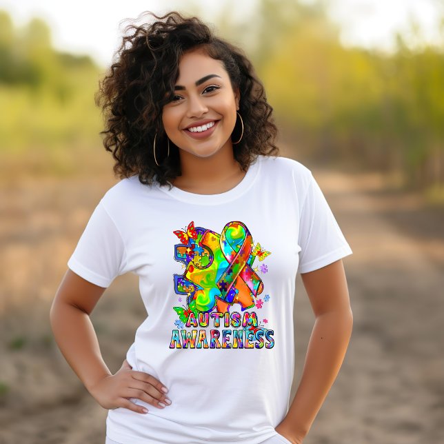 Autism Awareness Puzzle och Ribbon T-shirt (Skapare uppladdad)