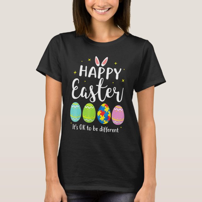 Autism Awareness Puzzle Påskhare Eggs Funny 1 T Shirt (Framsida)