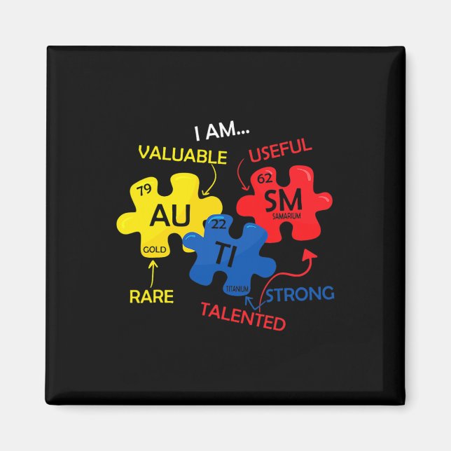 Autism Awareness Puzzle Periodic Bord Inslag Mo Magnet (Framsidan)