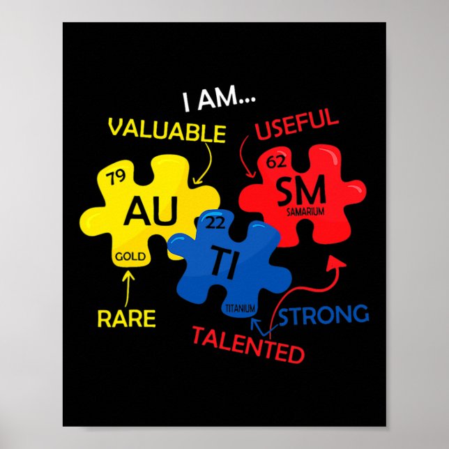 Autism Awareness Puzzle Periodic Bord Inslag Mo Poster (Framsidan)