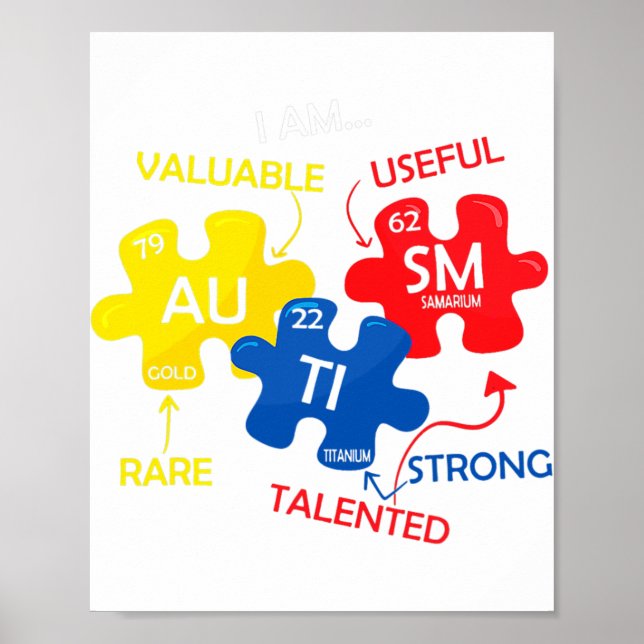 Autism Awareness Puzzle Periodic Bord Inslag Mo Poster (Framsidan)
