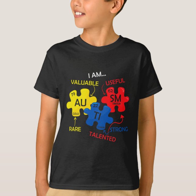 Autism Awareness Puzzle Periodic Bord Inslag Mo T Shirt (Framsida)