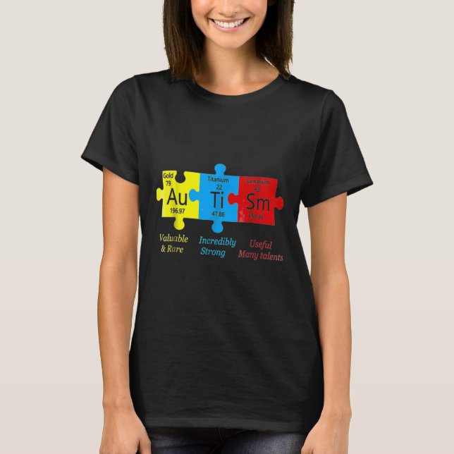 Autism Awareness Puzzle Periodic Bord Inslag T Shirt (Framsida)