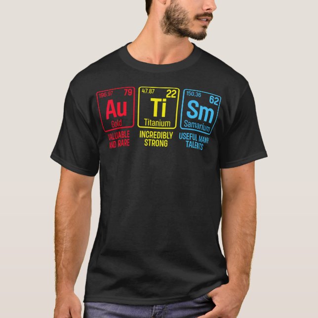 Autism Awareness Puzzle Piece Elements Periodic Au T Shirt (Framsida)