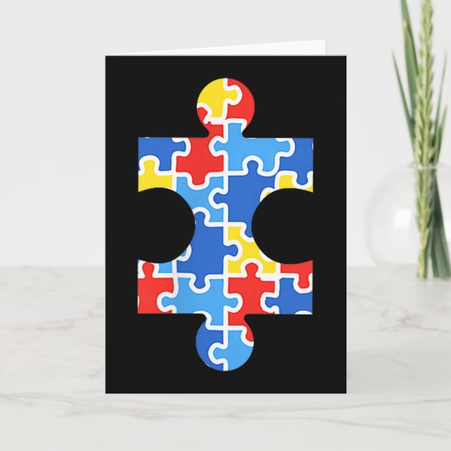 Autism Awareness Puzzle Piece Pocket Shirt Autisti Kort (Framsida)