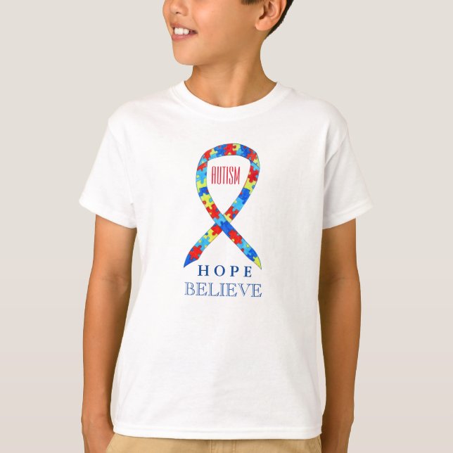 Autism Awareness Puzzle Ribbon Anpassningsbar Shir T Shirt (Framsida)