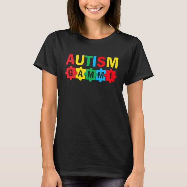 Autism Awareness Puzzle Ribbon Proud Autism Gammi T Shirt (Framsida)