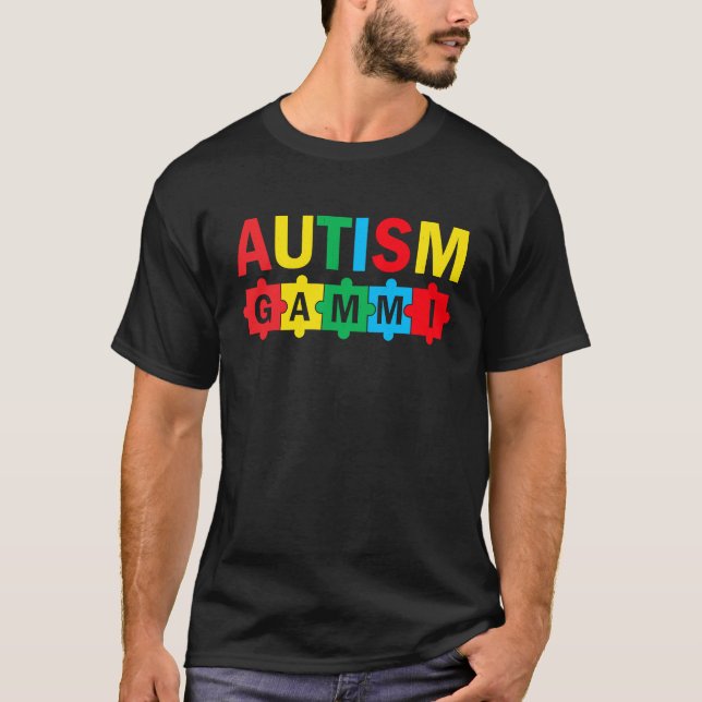 Autism Awareness Puzzle Ribbon Proud Autism Gammi T Shirt (Framsida)