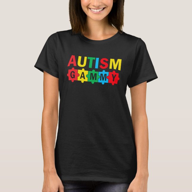 Autism Awareness Puzzle Ribbon Proud Autism Gammy T Shirt (Framsida)