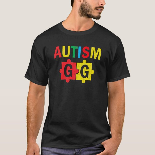 Autism Awareness Puzzle Ribbon Proud Autism Gg T Shirt (Framsida)
