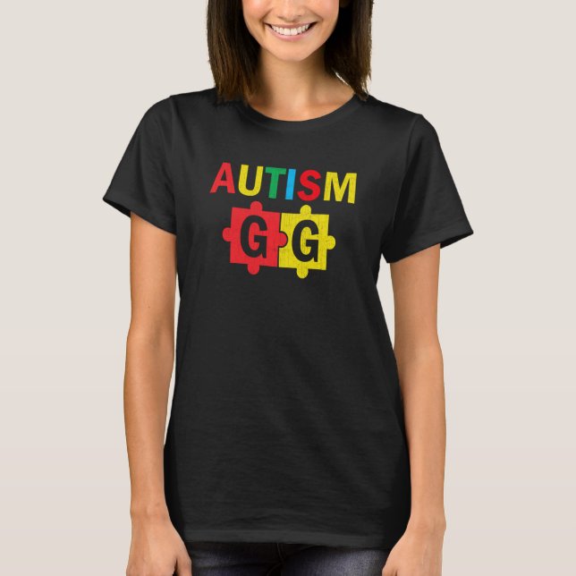 Autism Awareness Puzzle Ribbon Proud Autism Gg T Shirt (Framsida)