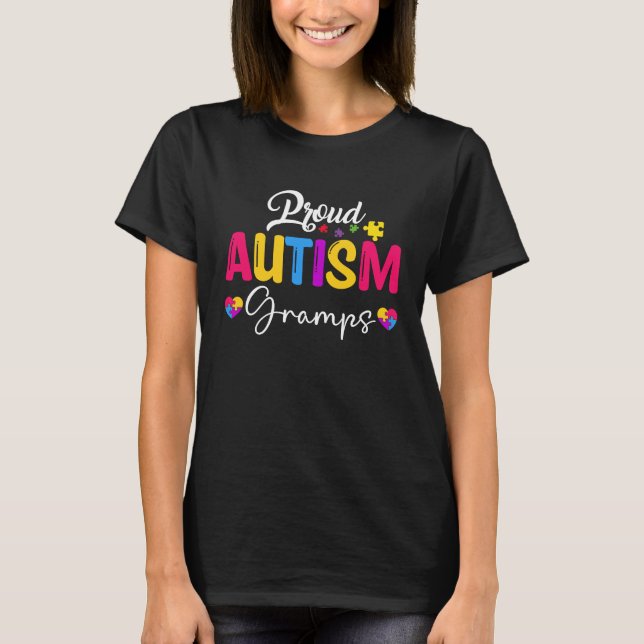 Autism Awareness Puzzle Ribbon  Proud Autism Gramp T Shirt (Framsida)