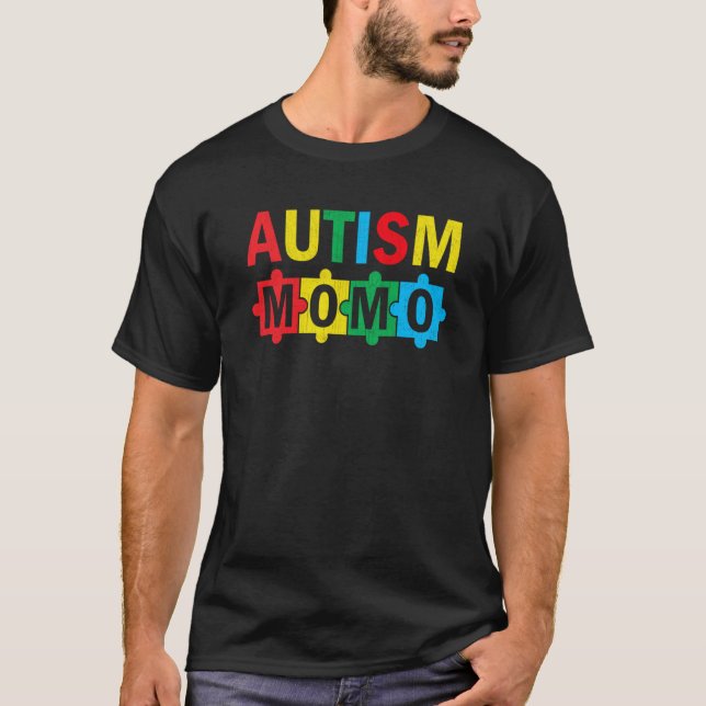 Autism Awareness Puzzle Ribbon Proud Autism Momo T Shirt (Framsida)