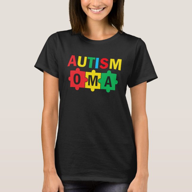 Autism Awareness Puzzle Ribbon Proud Autism Oma T Shirt (Framsida)