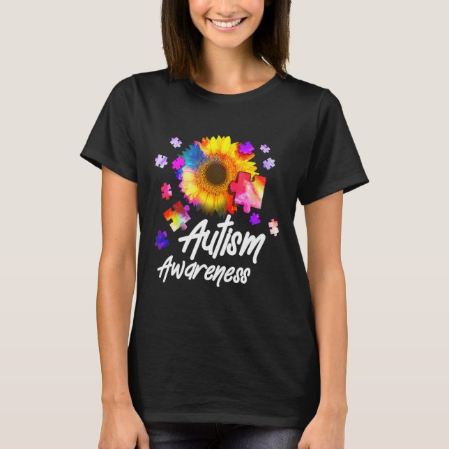 Autism Awareness Puzzle Solros T Shirt (Framsida)