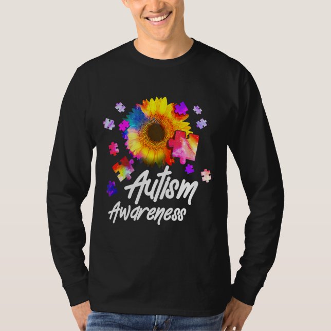 Autism Awareness Puzzle Solros T Shirt (Framsida)