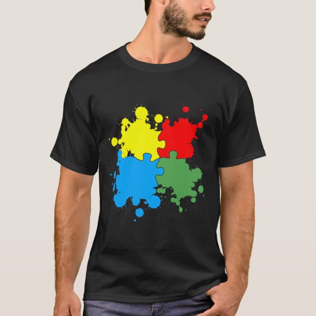 Autism Awareness Puzzle T Shirt (Framsida)