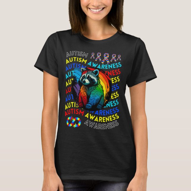 Autism Awareness Raccoon For Teacher Autism Moms D T Shirt (Framsida)