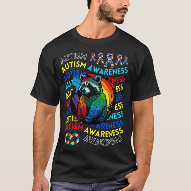 Autism Awareness Raccoon For Teacher Autism Moms D T Shirt (Framsida)