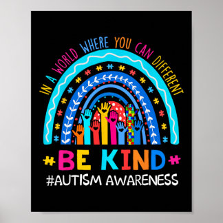 Autism Awareness Rainbow In April We Wear Blue Rib Poster