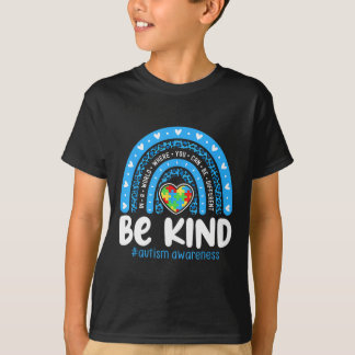 Autism Awareness Rainbow In April We Wear Blue Rib T Shirt