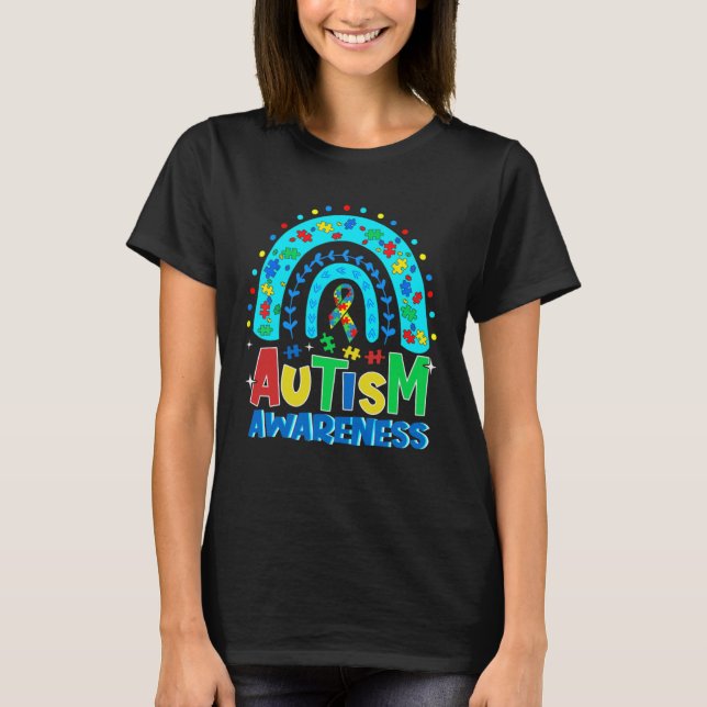Autism Awareness  Rainbow Puzzle Autism Awareness  T Shirt (Framsida)