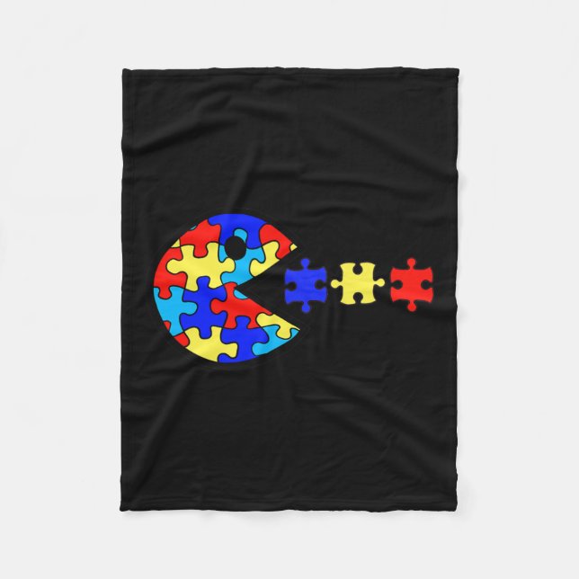 Autism Awareness Roligt Autism Puzzle Biet Video G Fleecefilt (Framsidan)