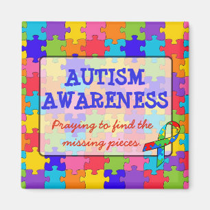 Autism Awareness Rosett band Puzzle Delar Magnet