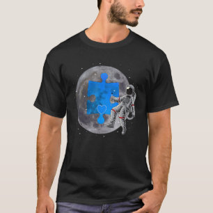 Autism Awareness Rymden Astronaut Puzzle Piec T Shirt